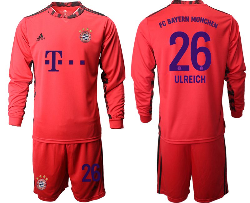 Men 2020-2021 club Bayern Munich red goalkeeper long sleeve #26 Soccer Jerseys->bayern munich jersey->Soccer Club Jersey